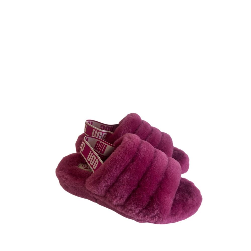 Ugg NEW Fluff Yeah Slide Sandals Slippers Pink Sz 9 No Box Comfy House Shoes